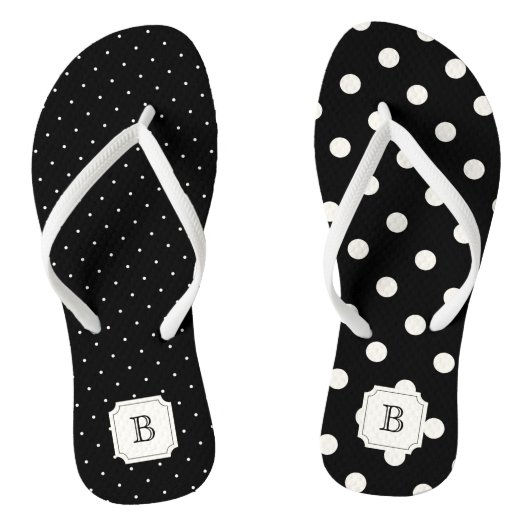 Stijlvol Chic Modern Ivory Polka Dots Mix Monogram Teenslippers (Voetbed)