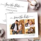Stijlvol chic script 3 foto collage bruiloft save the date