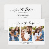 Stijlvol chic script 3 foto collage bruiloft save the date (Voorkant / Achterkant)
