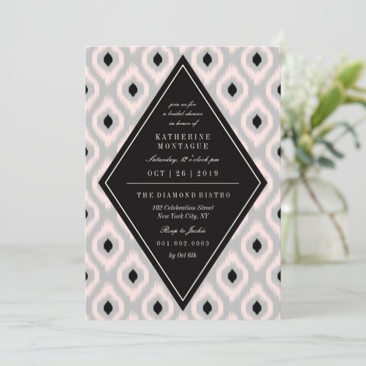 Stijlvol chique mod diamant etnisch ikat Vrijgezel Kaart (Staand voorkant)