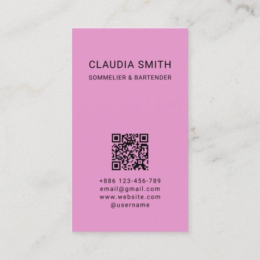 Stijlvol chique Vrouw Sommelier Bartender Visitekaartje (Achterkant)