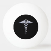 Stijlvol Chroom als het medische symbool Caduceus Pingpongballen (Voorkant)