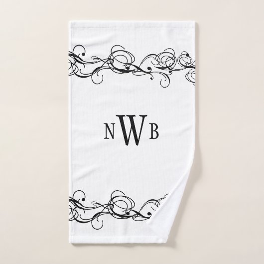 Stijlvol cirkelvormig randmonogram bad handdoek (Handdoek)