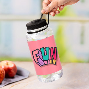 Stijlvol Cool "Fun" Regenboog Vet Script Roze Spor Waterfles