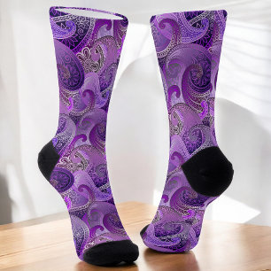 Stijlvol Cool Paarse Paisley Patroon Sokken