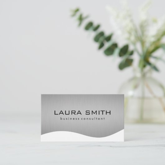 Stijlvol Corporate / Metallic Zilver Visitekaartje (Staand voorkant)