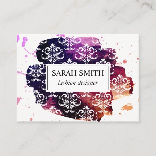 Stijlvol Damaserpatroon, expressief Visitekaartje (Voorkant)