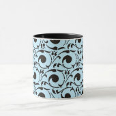 Stijlvol Damask Blue Black Swirls Pattern Mok (Midden)