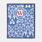Stijlvol damast navy Blue monogram Fleece Deken (Voorkant)
