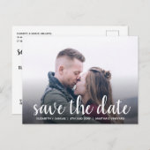 Stijlvol De datum opslaan Wit Aangepaste foto Over Aankondigingskaart (Voorkant / Achterkant)