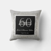 Stijlvol decoratief zilver 60th Wedding Jubileum Kussen (Achterkant)