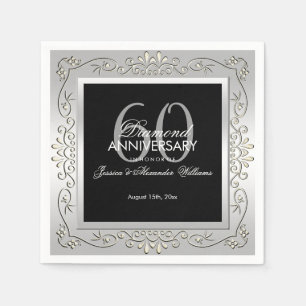 Stijlvol decoratief zilver 60th Wedding Jubileum Servet