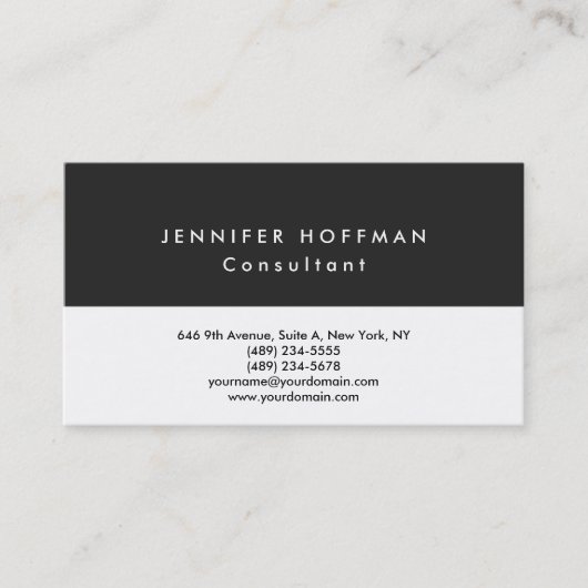 Stijlvol design Eenvoudig, grijs wit Visitekaartje (Voorkant)