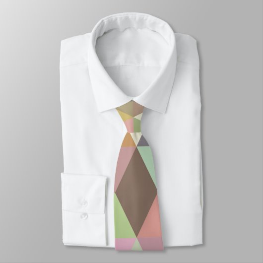 Stijlvol design met bruin, groen en roze diamantpa stropdas (Gebonden)