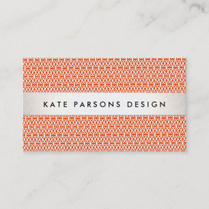 Stijlvol design Modern Oranje roosterpatroon Visitekaartje