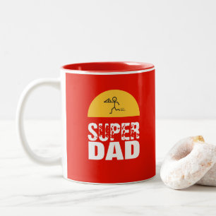 Stijlvol design "SUPER DAD", persoonlijke wensen Tweekleurige Koffiemok