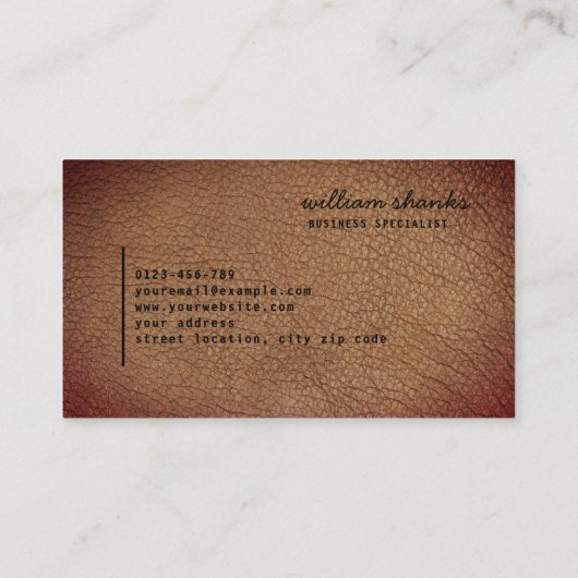 Stijlvol design van bruin lederen goudmonogram visitekaartje (Achterkant)