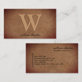 Stijlvol design van bruin lederen goudmonogram visitekaartje (Voorkant / Achterkant)