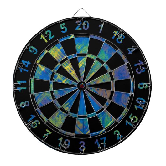 Stijlvol Distress Plaid Check Blauw, groen, geel Dartbord (Voorkant)