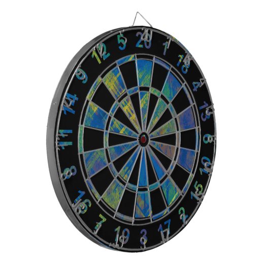 Stijlvol Distress Plaid Check Blauw, groen, geel Dartbord (Voorkant Links)