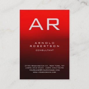 Stijlvol Donker Rood Matig Monogram Visitekaartje