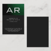 Stijlvol donkergrijs groen monogram Visitekaartje (Voorkant / Achterkant)