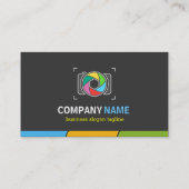 Stijlvol donkerkleurig camerasymbool visitekaartje (Achterkant)