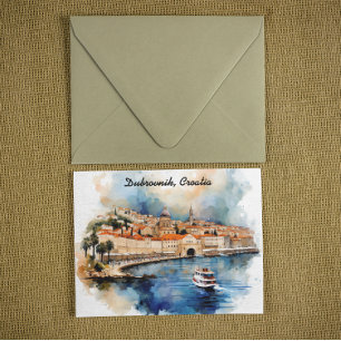 Stijlvol Dubrovnik Kroatië Aquarel Schilderij Briefkaart