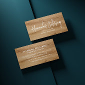 Stijlvol, eenvoudig hout, elegant script catering visitekaartje