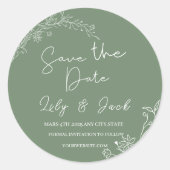 Stijlvol eenvoudig minimaal Elegant modern salie g Ronde Sticker (Voorkant)