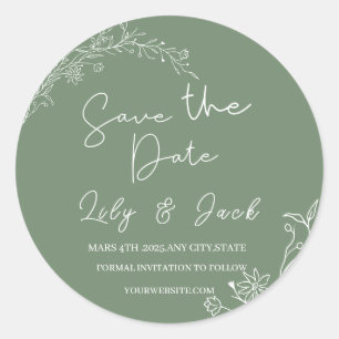 Stijlvol eenvoudig minimaal Elegant modern salie g Ronde Sticker