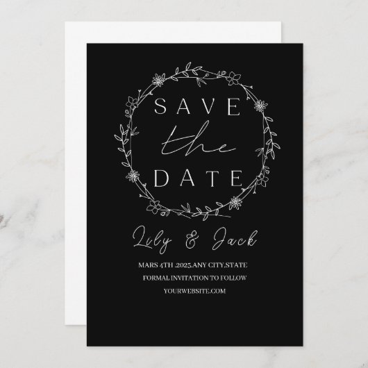 Stijlvol eenvoudig minimaal Elegant modern Save The Date (Voorkant / Achterkant)