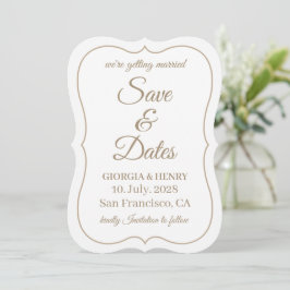 STIJLVOL EENVOUDIG MODERN MINIMALISCH WIT & BEIGE SAVE THE DATE