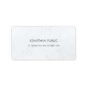 Stijlvol, eenvoudig, modern, wit marmer-platte adr etiket (Voorkant)