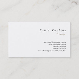 Stijlvol, eenvoudig Visitekaartje met witte tinten