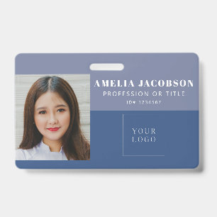 Stijlvol effen blauw paars personeel foto ID logo Badge