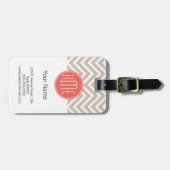 Stijlvol Eigen monogram en koraal Bagagelabel (Voorkant horizontaal)