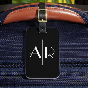 Stijlvol Elegant 2 Monogram Initiaal Zwart Bagagelabel