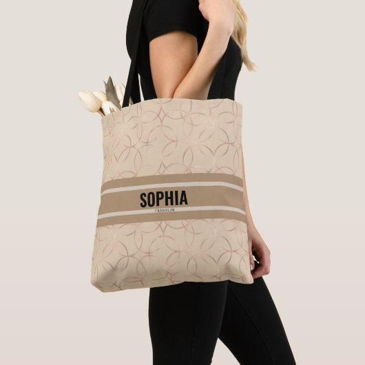 Stijlvol Elegant Beige Monogram Draagtas (Dichtbij)