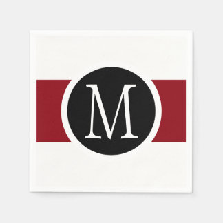 Stijlvol Elegant Black, White & Red Line Monogram Servetten