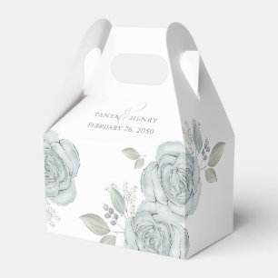 Stijlvol Elegant Blue Floral Calligraphy Ampersand Bedankdoosjes