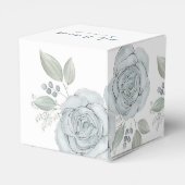 Stijlvol Elegant Blue Floral Roos Calligrafie Bedankdoosjes (Achterkant)