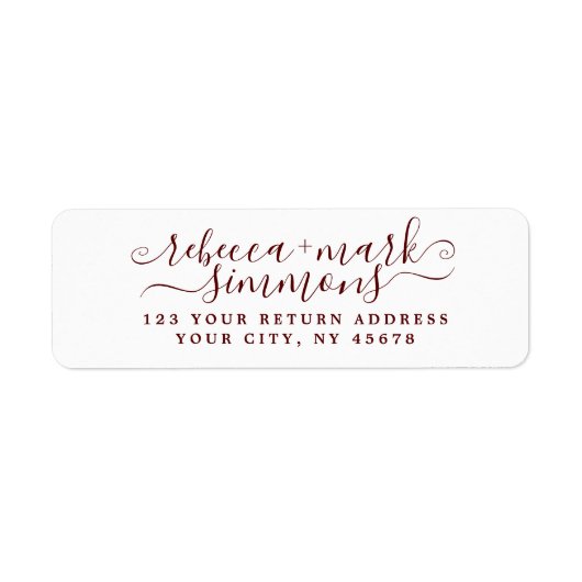 Stijlvol Elegant Chic Script Wedding Return-adres Etiket (Voorkant)