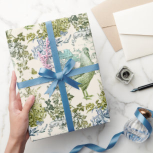 Stijlvol Elegant  Haan Sage Bloemen Toile Cadeaupapier