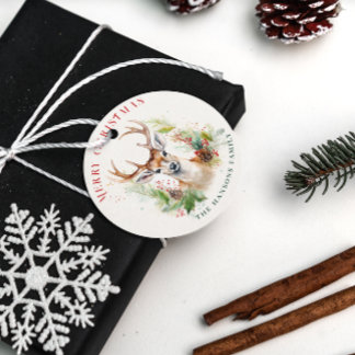 Stijlvol & Elegant Herten Kerstgroen Custom Bedankjes Labels