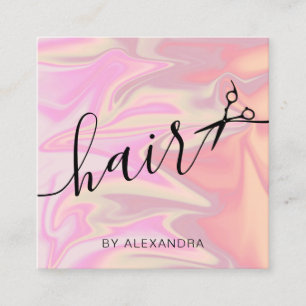 Stijlvol, elegant holografisch haarstylist vierkante visitekaartje