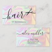 Stijlvol, elegant holografisch haarstylist visitekaartje (Voorkant / Achterkant)
