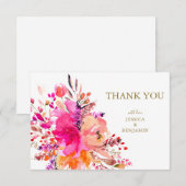 Stijlvol Elegant Roze Floral Custom Wedding Flat Bedankkaart (Voorkant / Achterkant)