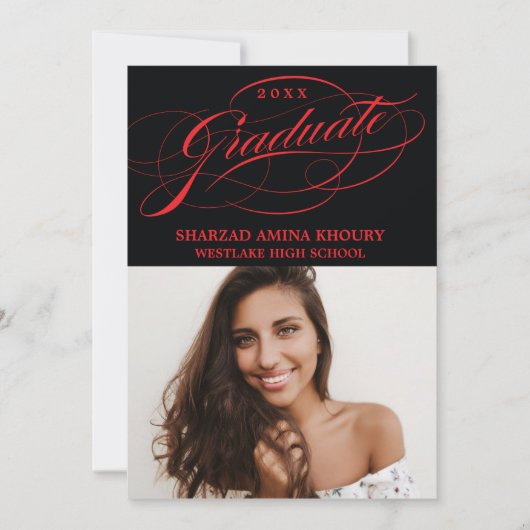 STIJLVOL ELEGANT SCRIPT 2 AFSTUDEREN FEESTUITNODIG KAART (Voorkant)