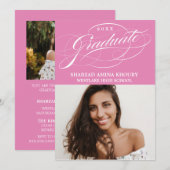 STIJLVOL ELEGANT SCRIPT 2 AFSTUDEREN FEESTUITNODIG KAART (Voorkant / Achterkant)